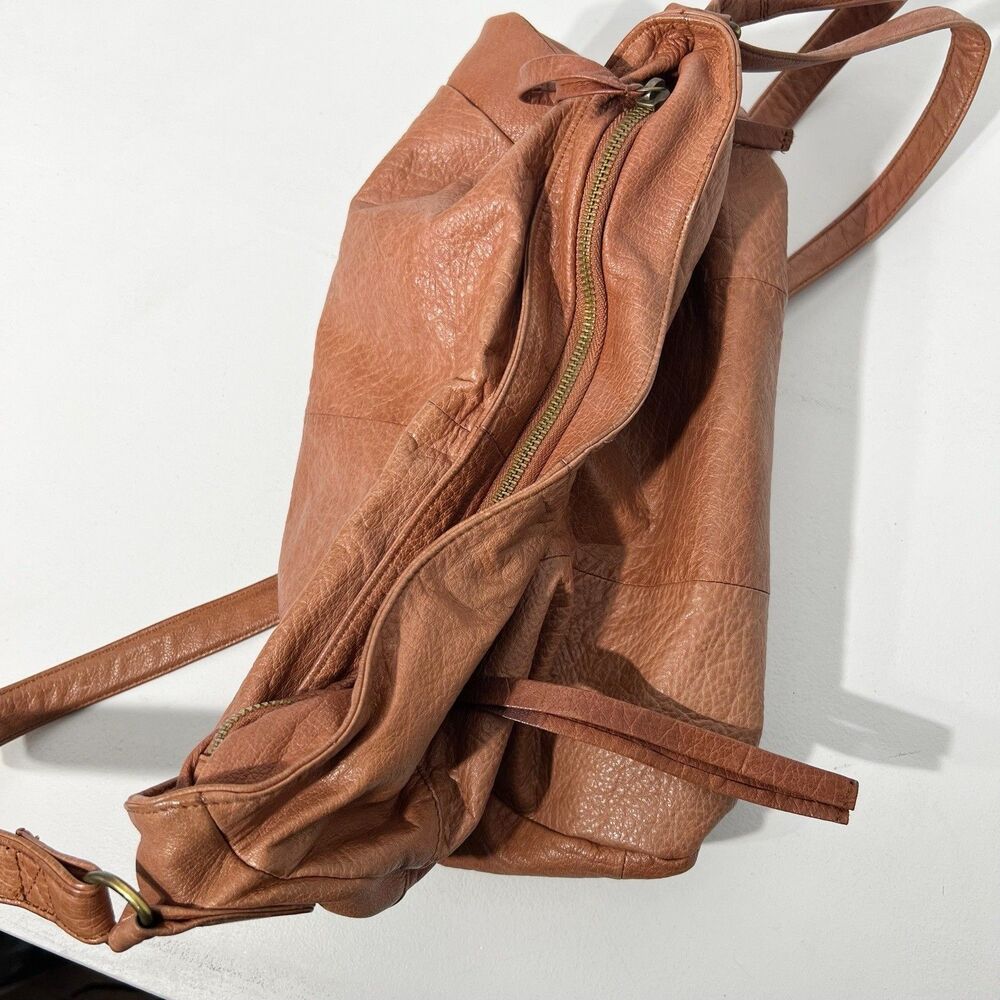 Day & Mood Chandler Hobo Bag Brown Leather Anthropologie Zip Closure Camel Purse - Picture 3 of 11